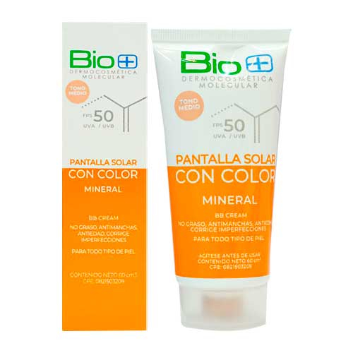 BIO+ PROTECTOR SOLAR MINERAL CON COLOR TONO MEDIO FPS 50 60ML